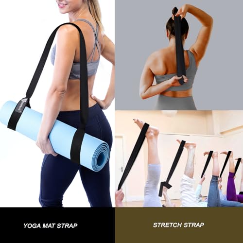 Yoga Mat Sling Strap - Easy-Cinch Carrying Holder for Yoga Mats - Black