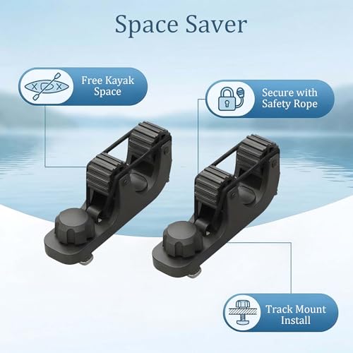 Kayak Paddle Holder Track Mount - 360° Swivel, Saltwater-Resistant