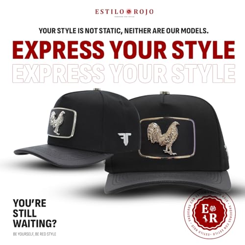 Ferreti Premium Black Baseball Cap with Rooster Metal Plate Adjustable Hat