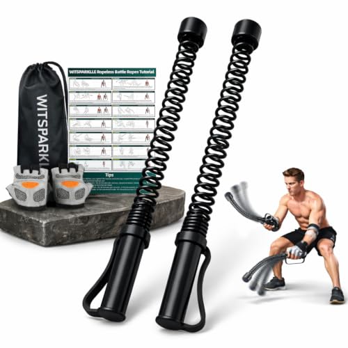 Cordless Battle Ropes - 2PCS Portable Workout Set with Gloves & Bag