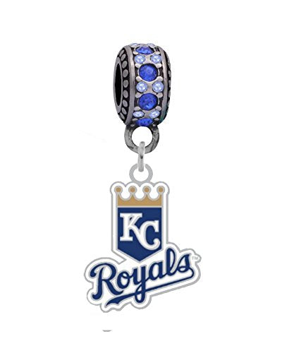 Kansas City Royals Charm - Large Hole Bead Bracelet & Necklace Pendant