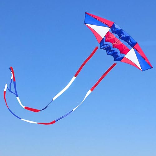 Mint's Colorful Life Red, White & Blue Large Kite for Adults & Teens, 98-inch Easy Fly with Long Tails