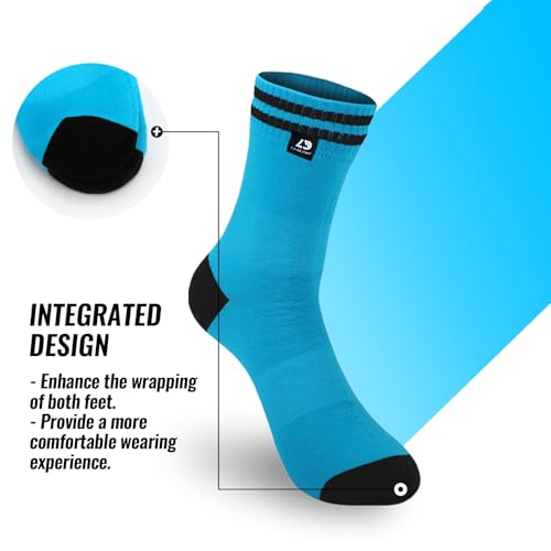LEAKDRY Small Blue-Black Waterproof Hiking Socks - Unisex 3-Layer Windproof Breathable Outdoor Gear