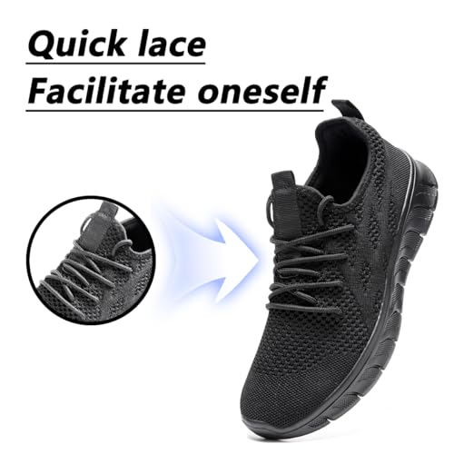 DLWKIPV Men's Black Road Running Shoes - Breathable Athletic Sneakers Size 10