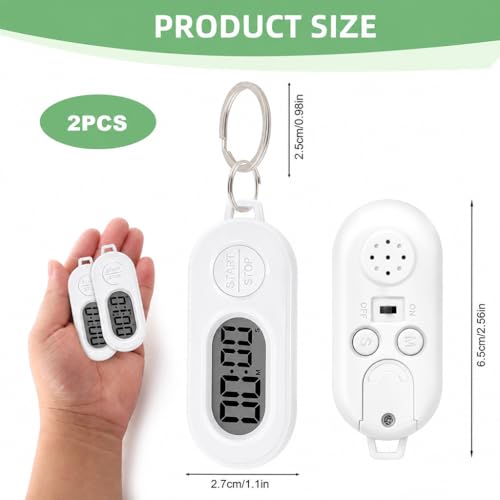 Mini Digital Keychain Timer - 2 Pack Countdown Stopwatch