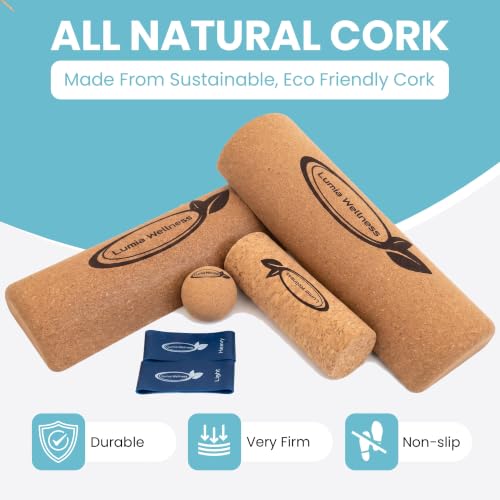 Natural Cork Balance Board Set for Feet & Ankles – Balance Trainer & Self Massage Kit