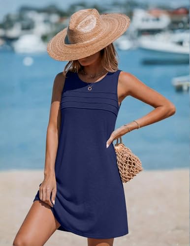 Womens Swimsuit Cover Up with Pockets - Navy Blue, Large