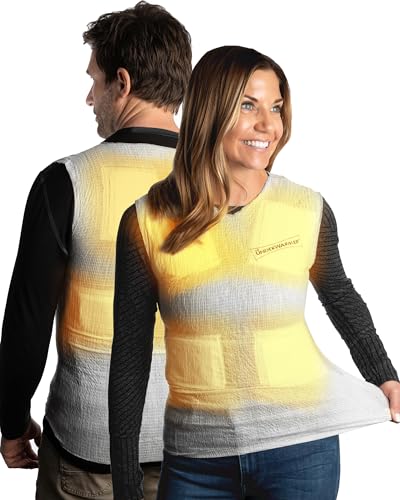 Medium White Heated Vest Shirt with 8 Heat Packs - Compression Body Warmer