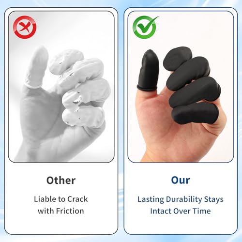 100 Pcs Disposable Silicone Finger Cots - Non-Allergenic Black Finger Guards