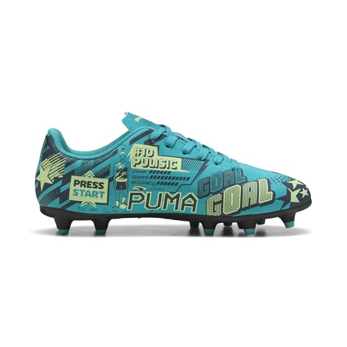 Puma Unisex-Child Christian Pulisic Soccer Cleats - Ultra Firm Ground, Deep Aqua-Marine Blue & Green, Size 3