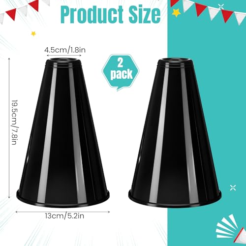 Black Plastic Cheer Megaphones - 2 Pcs Noisemaker Set