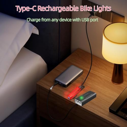 Swittn 3000 Lumen USB-C Bike Light Front & Rear, 5200mAh Battery, 5 Modes, IPX5