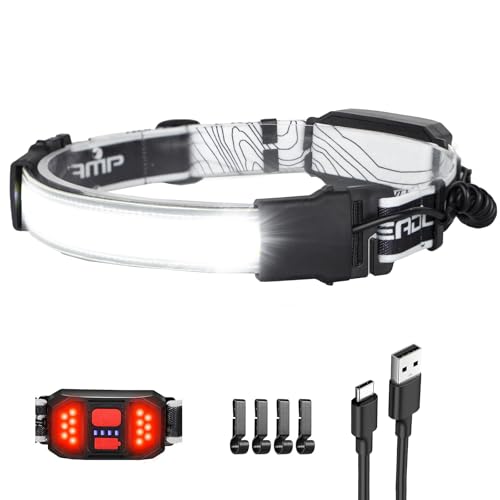 Spriak White USB Rechargeable LED Headlamp with 230° Wide Beam, Hard Hat Light