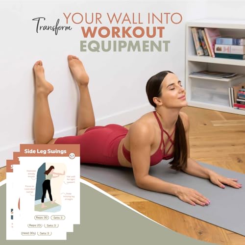 Wall Pilates Workout Cards - 76 Large Exercise Cards for Home Gym