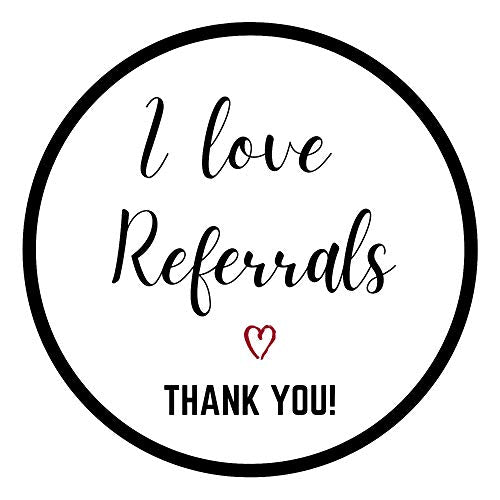 I Love Referrals Stickers Roll - 1.5 Inch, 500pcs Waterproof Labels