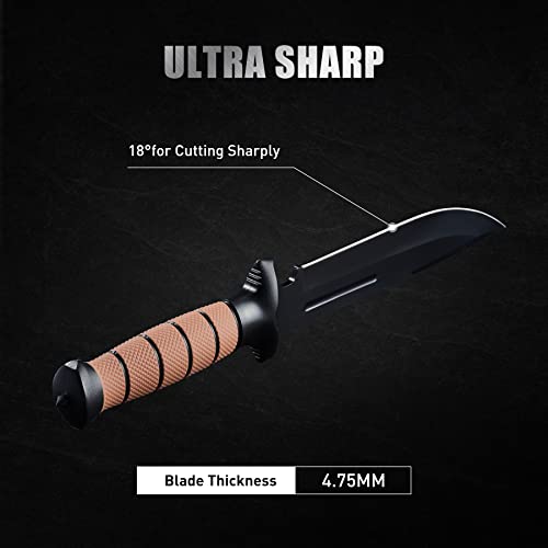 Leopcito 13.6-Inch Fixed Blade Tactical Knife with Sheath - Brown, Camping & Hunting