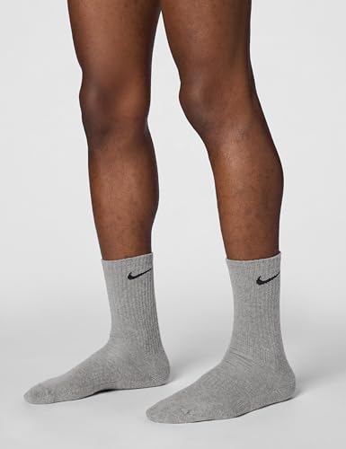 Nike Adult Cushioned Crew Socks 3-Pack - X-Large, Carbon Heather/Black