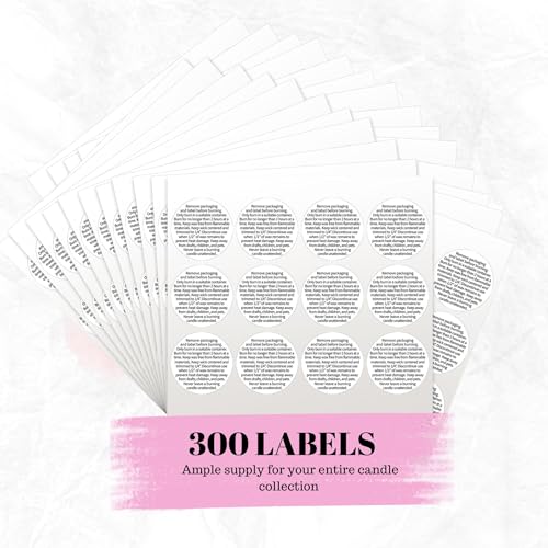 1.5-Inch Candle Safety Warning Labels - 300 Count Black & White Stickers