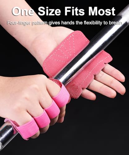 Leather Weight Lifting Gloves - Palm Protection for Men & Women - Black