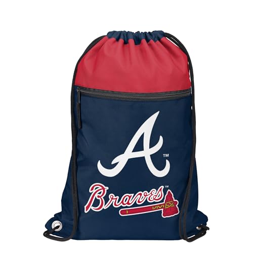 Atlanta Braves Drawstring Backpack with Zippered Pocket - One Size