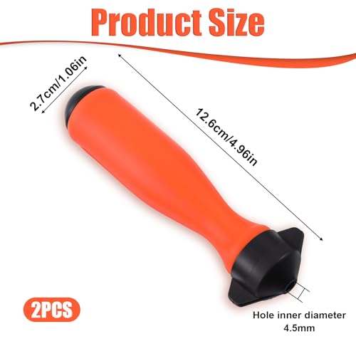 2 Pack Round File Handle with Ajustable Tightening Nut, File Cutting Tool Files Round Handle Replacement Accessories Plastic Nylon Handles for Chainsaw Files Diameter 4mm-5mm 0.2 Inch Hole Saw Chain