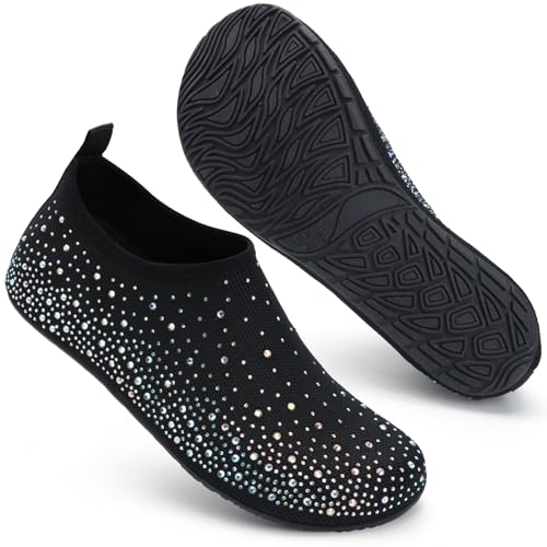 Barefoot Water Shoes for Women - Aqua Socks, 7.5-8.5 Diamond-Colorful