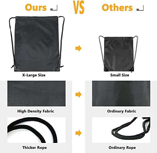 BeeGreen Black Drawstring Backpack Bags Bulk 2 Pack Large Gym Cinch Sack