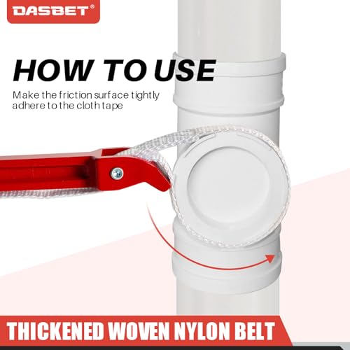 DASBET 12 Inch Strap Wrench Pipe Adjustable Nylon Strap Pipe Wrench Double Layered Oil Filter Strap Wrench Handle Nylon Belt