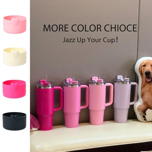 Heart Silicone Boot Sleeve for Stanley & Owala Tumblers - Rose Pink