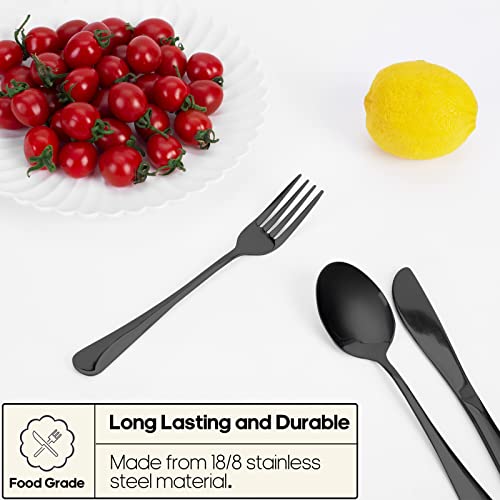 Travel Utensils Set with Case - Stainless Steel Cutlery - Black