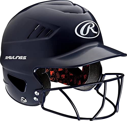Rawlings Youth Coolflo Batting Helmet with Facemask - Navy, OSFM, Multiple Colors