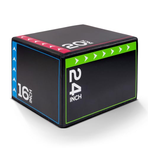 3-in-1 Foam Plyometric Jump Box - 20 x 24 x 16 Inch - Multi-Color