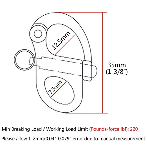 1-3/8" Fixed Bail Snap Shackle - 316 Stainless Steel