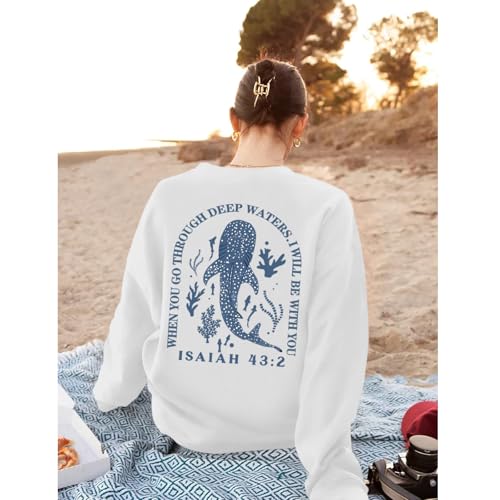 Christian Whale Shark Hoodie for Women - White, Medium