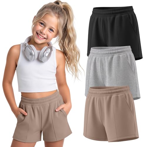 3 Pack Girls Athletic Shorts - Stretchy & Breathable Fabric