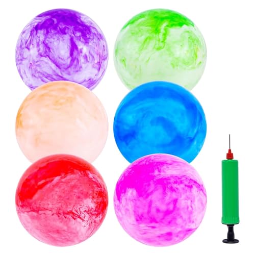 6 Pack Playground Balls 8.5 Inch with Pump - Durable Bouncy Sports Balls for Kids & Parties