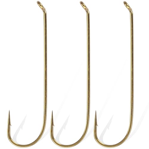 150pcs Long Shank Fly Tying Hooks - Golden #4 for Trout & Panfish