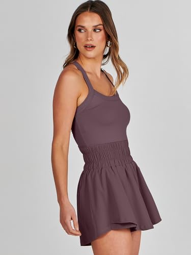 Women’s Purple Brown ANRABESS Tennis Dress Athletic Romper Small Summer