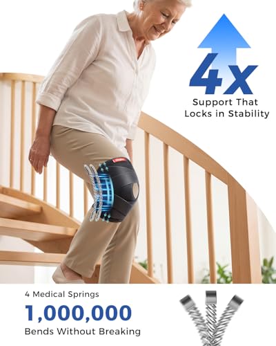 Changenow Medical Knee Brace for Women & Men, Black Large with Side Stabilizers