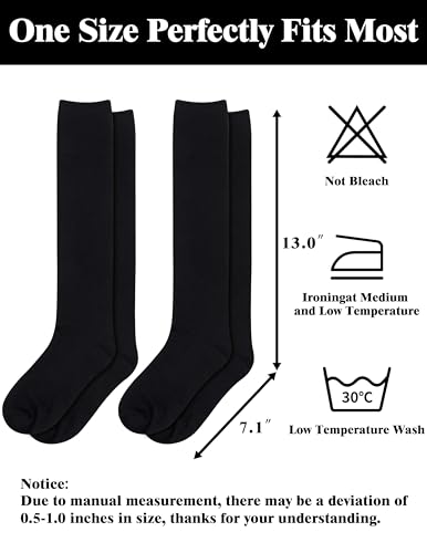 Knee High Socks for Women - 2 Pack Solid Black & Striped Tube Socks