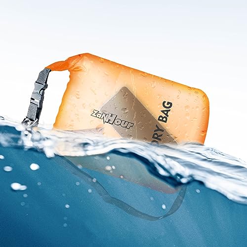 Zanhour 5L Waterproof Dry Bag Roll Top - Transparent Orange Kayak/Travel Bag
