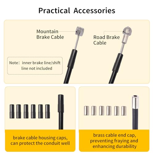 Universal 5mm Lined Bicycle Brake Cable Housing - 3m with Caps