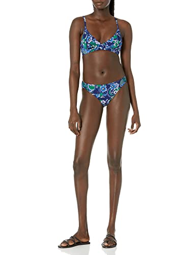 Full Coverage Low Rise Bikini Swimsuit Bottom - X-Large Deep Blue Paisley