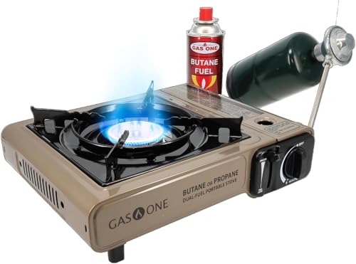 Gas One GS-3400P 8,000 BTU Dual Fuel Portable Camping Stove with Carrying Case