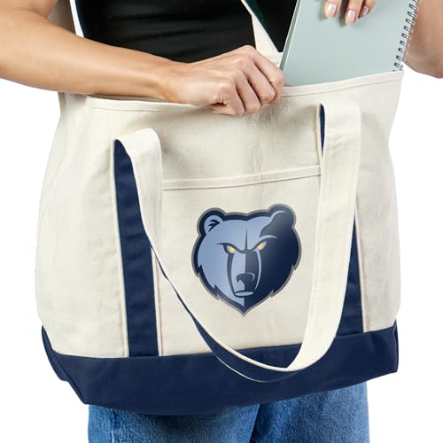 NBA Canvas Tote Bag - Memphis Grizzlies, 15x21 inches, Navy Strap