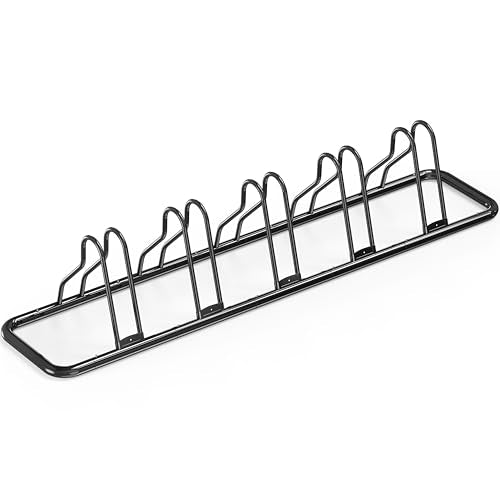 5-Bike Adjustable Floor Storage Rack - Heavy-Duty Steel, Black