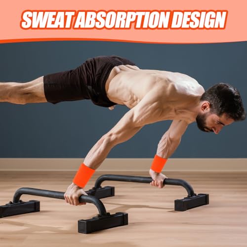 4 Inch Wrist Sweatbands - 6 Pcs Orange for Sports & Fitness