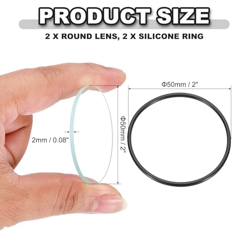 2" LED Glass Lens Replacement Set with Silicone Rings - 2 Pack