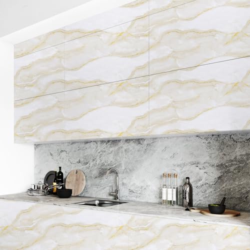 Anmon Marble Contact Paper Peel and Stick Wallpaper,Thickened Self Adhesive Waterproof Vinyl Film Faux Granite Roll Removable for Countertop Kitchen Bathroom Cabinet 17.7" x 236"