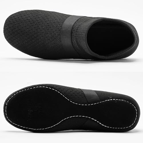 SANGEESON Slip-On Jazz Shoes for Men & Women Lightweight Breathable Dance Sneakers (Size 8-8.5 Women / 7-7.5 Men, Black)